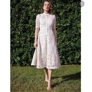 ANTONIO MELANI Lace Midi Dress in Cream